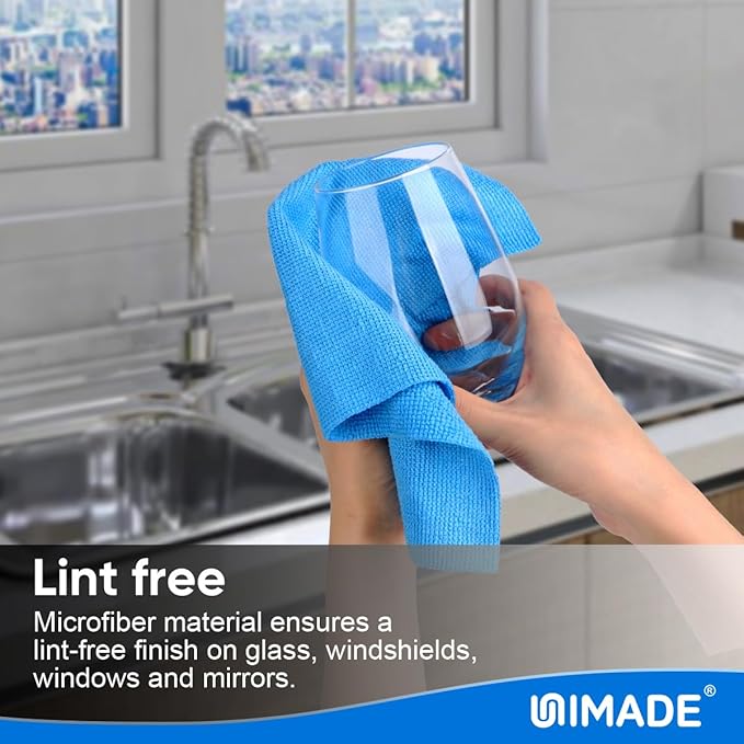 Microfiber Cleaning Cloth, 20 Pack Reusable Microfiber Towels for Cars Lint Free Cleaning Shop Towel Rags for Home Kitchen Automotive Bar Mechanic Restaurant Garage, 11.5"x 11.5", Blue