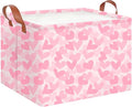 CLOCOR Rectangular Storage Basket Empty,Pink Valentines' Day Gift Basket,Waterproof Storage Bin with Handles,Room Decor(Double Pink Heart)