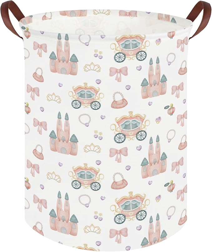 Princess hamper,Girl Laundry Basket,Baby Nursery Hamper,Waterproof foldable girls toy storage box,Dirty Clothes Hampers,Princess Room Decor(Princess carriage)