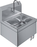 Hands-Free Wall-Mounted Stainless Steel Hand Sink, 17 in x 15 in, with Double Knee Valves and Faucet