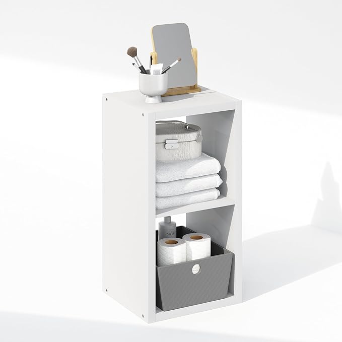 Furinno Cubic Closet Organizers and Storage, 2-Cube Closet Organizer, Open Shelf Closet Storage, Extra Thick Frame for Wardrobe, Bedroom, Living Room, White