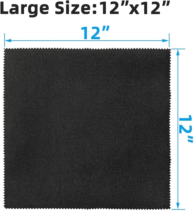 6 Pack Microfiber Gun Cleaning Cloth, 12"x12" Lint Free Gun Cleaning Rags, Reusable Microsuede Cleaning/Polishing Wipes Towels for Firearms, Knives and Scopes (Black)