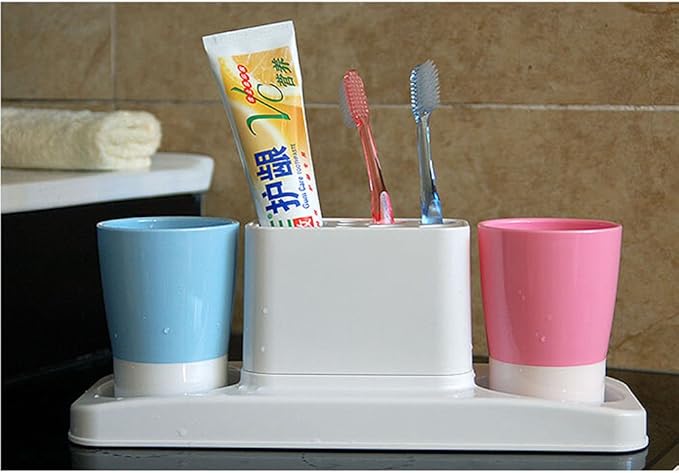 Bathroom Toothbrush Toothpaste Stand Organizer Plastic Storage Rack Set