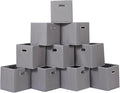 Fabric Cloth Storage Bins,Fabric Cube Organizer with Dual Handles Foldable Cube Storage Baskets for Home Bedroom Storage,Set of 10,(Gray)