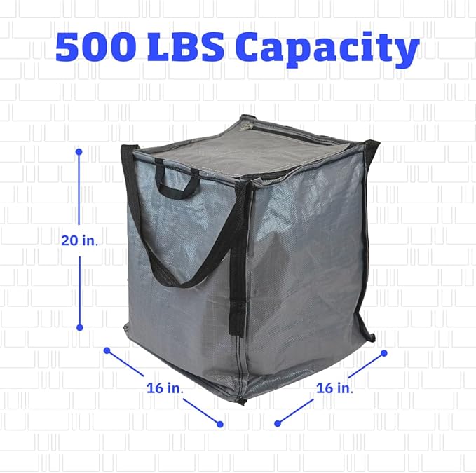 DURASACK Heavy Duty Storage Tote Bag with Zipper Top 22-Gallon Rugged Woven Polypropylene Moving Bag, Reusable Self-Standing Design, Holds up to 500 Pounds, Pack of 4, Gray