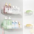 Sotfamily Clear Shower Caddy, Acrylic Wall Mounted Shower Shelves with Soap Dish & Adhesive Pads for Bathroom Organizers and Storage, No Drill Shower Caddies for Bathroom Decor