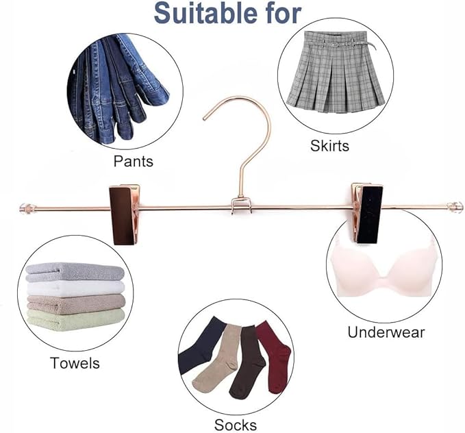 Premium Metal Rose Gold Clothes Hangers Set - 20 Clothes & 10 Pants Hangers, Metal Space Saving Clothes Hangers, Non-Slip, Heavy Duty for Coat, Suit, Skirt 20 Hanger Connectors