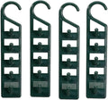 Space Saving Closet Hanger Holders – Set of 4 Durable Green Plastic Organizers with 5 Vertical Hooks Each – Maximize Wardrobe Space for Clothes, Belts, Scarves & Accessories by Miles Kimball