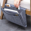 Bringsine 5 Pockets Bedside Caddy, Felt Bed Storage Organizer Hanging Bag Holder for Magazine Book Phone Tablet iPad Cables Remote and Glasses Holder Home Dorm Bed Sofa-Dark Gray