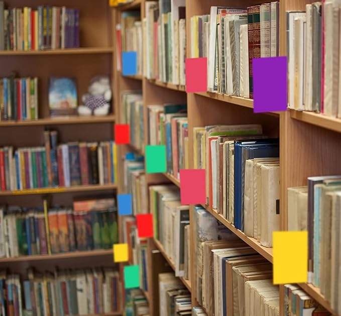 12 Packs Library Book Dividers for Shelves with Stickers, 6"x 12" Assorted Colored Bookshelf Markers to Organize School Library OR Home Library, Classroom and Teacher Supplies