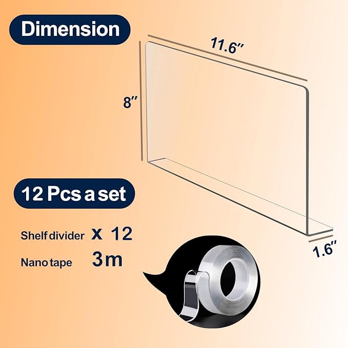 Uzpomel Acrylic Shelf Dividers For Closet Organization，Sweater Organizer For Closet - 10pack 8” Tall Clear Plastic Shelf Dividers For Closets Shelves Cabinets