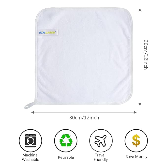SINLAND Absorbent Coral Velvet Washcloth Ultra Soft Microfiber Face Towels 12 x 12 inch Multi-Purpose Face Cloths for Household and Sport