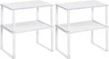 SONGMICS Cabinet Organizer Shelf, Set of 2 Kitchen Counter Shelves, Kitchen Storage, Spice Rack, Stackable, Expandable, Metal and Engineered Wood, Cloud White and Snow White UKCS02W01 (Pack of 2)