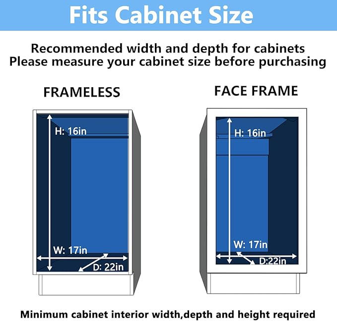 MODCART 2 Tier Individual Pull Out Cabinet Organizer 16½" W x 21½" D, Heavy Duty Cabinet Pull Out Shelves, Slide Out Drawers Organization for Kitchen Cabinets Bathroom