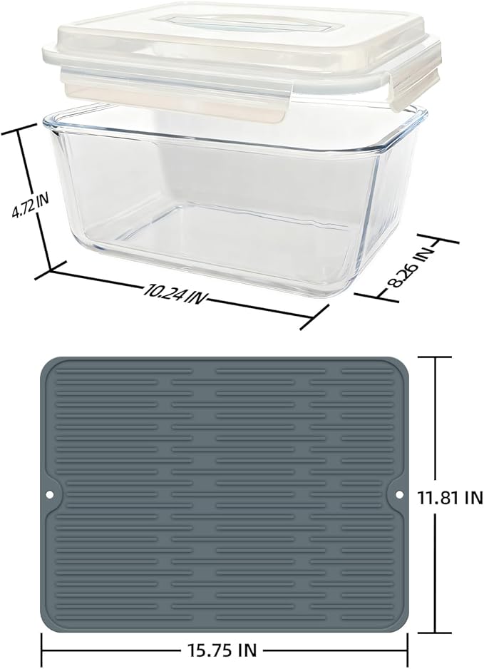 Large Glass Storage Containers with Lids, Extra Large Glass Food Containers for Rotisserie Chicken/Turkey and Potluck, Giant Watermelon Container, XL Big Bowl Freezer Storage Container Airtight 200oz