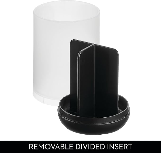 iDesign Toothbrush Holder with 3 Divided Sections for Bathroom or Vanity - Frost/Matte Black