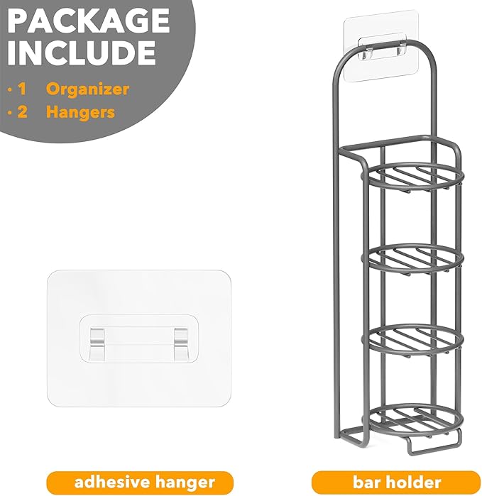 SpaceAid 4 Tier Shampoo Bar Holder for Shower, Self Draining Soap Bar Holders Caddy for Bathroom Wall and Kitchen Sink, Shampoo Bar Dish Rack, Stainless Steel Bar Soap Holder (Gray)
