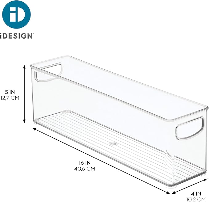 iDesign Small Stackable Storage Bins with Handles for Pantry or Fridge, Set of 4, Clear, Made in USA