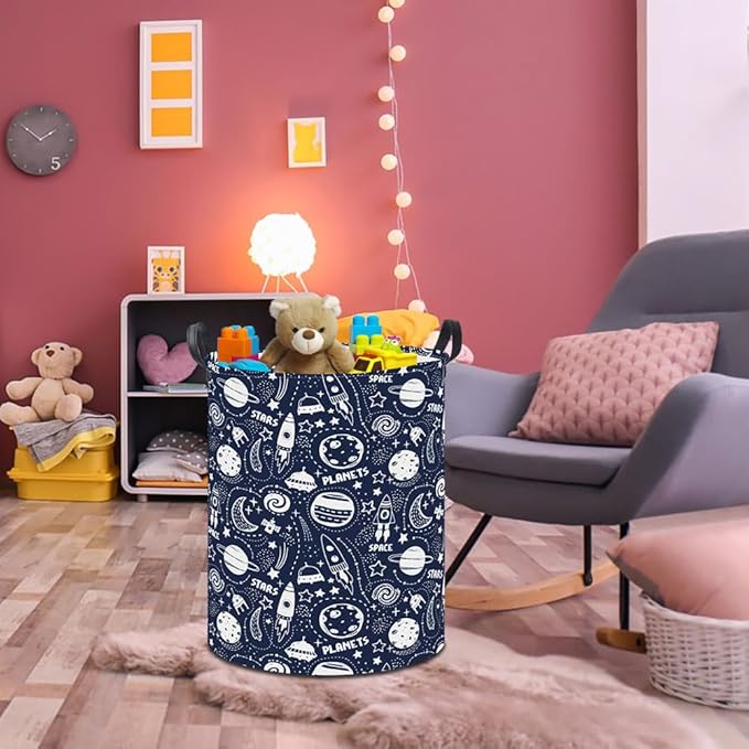 19.7" Laundry Basket,Dirty Clothes Hamper,Waterproof Storage Bin,Room Decor,Gift Baskets,Nursery Hamper(Space Stars)