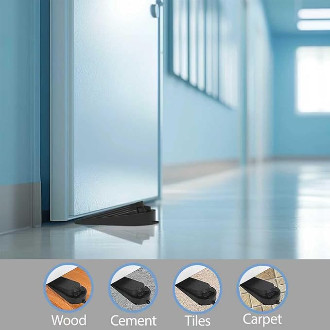 Heavy Duty Door Stopper, 4-Pack Spring Door Stoppers with Rubber Doorstop & Strong Grip, Adjustable Door Stop for Heavy Doors, Non-Slip Metal Wedges for Home/Office (2 Large + 2 Small)