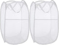 BATTOO Deluxe Strong Mesh Pop up Laundry Hamper Basket with Side Pocket Foldable Hamper for Laundry Room, Bathroom, Kids Room, College Dorm or Travel White + White