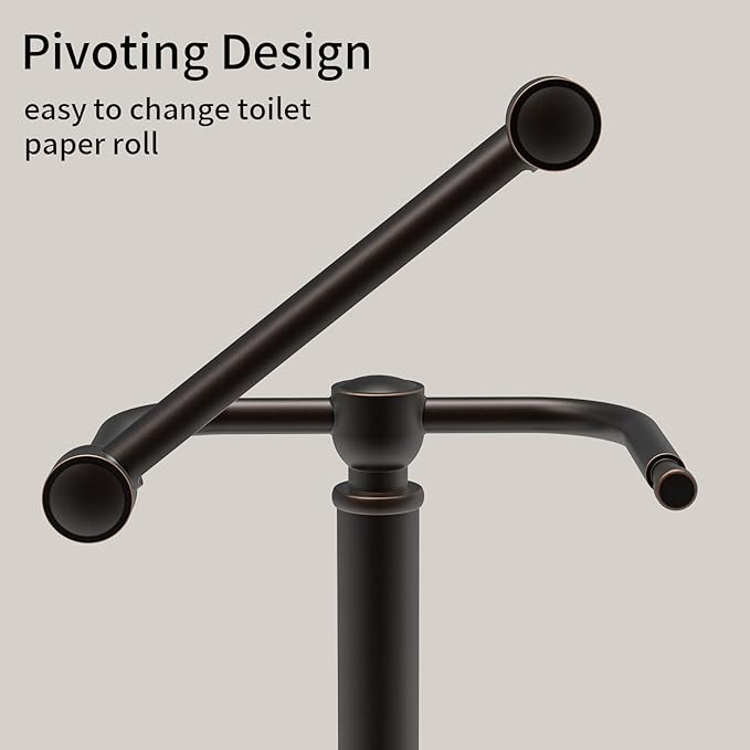 Toilet Paper Holder Stand, Freestanding Toilet Paper Holder,Farmhouse Post Pivoting Toilet Paper Stand with Stable Weighted Base,Stainless Steel Tissue Roll Holder Stand for Bathroom,Oil Rubbed Bronze