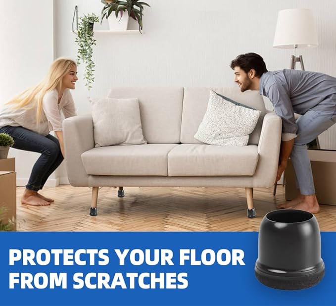 20 Pcs Black Small Chair Leg Floor Protectors for Hardwood Floors, Upgraded Rubber Chair Leg Caps with Felt Pads, Furniture Leg Feet Covers Protect Floors from Scratches Reduce Noise (Fit 0.75"-1")