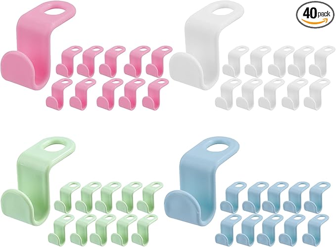 Clothes Hanger Connector Hooks Plastic Cascading Hangers Saving Organizer Hanger Hooks for Heavy Duty Clothes Closet Christmas Gift(40 Pieces)