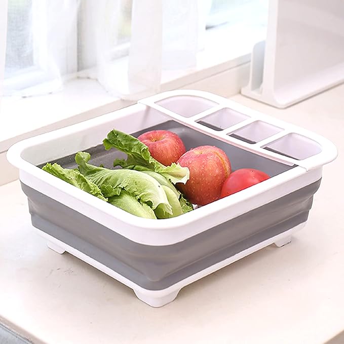 Collapsible Dish Rack for Drying Dishes - Space-Saving and Foldable Design with Versatile Removable Components - Dinnerware Storage Organizer for Small Kitchen Spaces