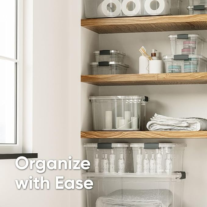 Superio Clear Storage Boxes with Lids, 3.5 Quart Plastic Container Bins for Organizing, Stackable Crates, BPA Free, Non Toxic, Odor Free, Organizers for Home, Office and Dorm, 3 Pack