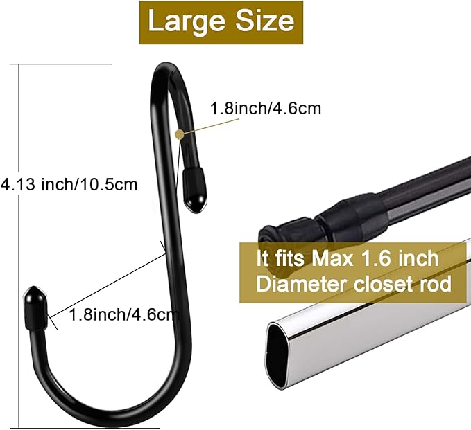 HiGift 8 Pack Purse Hanger for Closet, Vinyl Coated Unique Twist Design Black Bag Hanger Hooks, 5 Inch Large Closet Rod Home Storage Hooks Purse Organizer for Hanging Handbags, Belts, Hat, Backpack