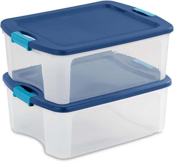 Sterilite 24-Pack Latch and Carry, Clear Plastic Storage Bins with Latching Lids and Full-Grip Handles, 12 Gallon