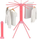 fendia Clothes Drying Rack Foldable & Collapsible Drying Racks with 4-Leg Octopus Design, Large Capacity Space Saving Indoor Drying Rack for Bedroom,Balcony,Laundry for Indoor/Outdoor Use（Pink）