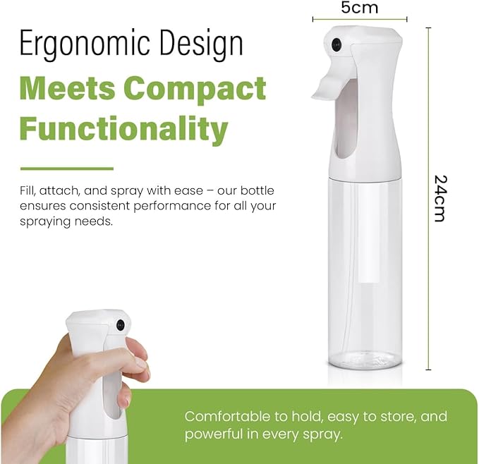 VIGOR PATH Continuous Spray Bottle for Hair – Fine Mist Mister for Hairstyling, Cleaning, Plants, Pets, Barbers, Salons, and Essential Oil Applications (200ml/6.7 oz) Clear 2 Pack