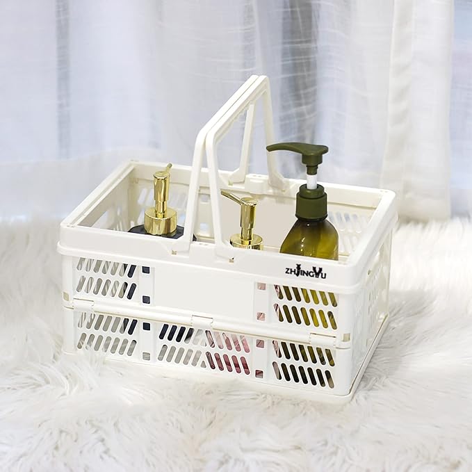 Plastic crates for storage,plastic baskets for organizing,14.96inch* 9.84inch* 7.87inch,Foldable Shopping crate with Handles,collapsible storage crate,basket for car Garden Kitchen,Bathroom,office