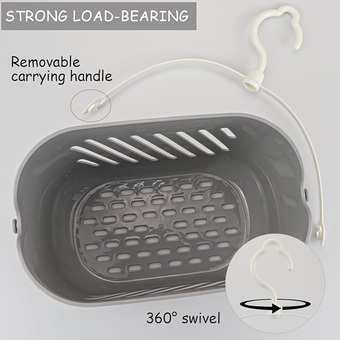 Hanging Shower Caddy Basket Plastic Hanging Shower Caddy with Hook Portable Kitchen Organizer Storage Basket for Bathroom Kitchen Pantry Bathroom Dorm Room（Grey）