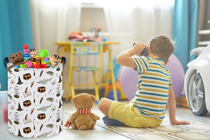 Kids Laundry Hamper,Magic Laundry Basket Collapsible Cute Storage Baskets for Home Decor,Office,Home Organizer,(Magic