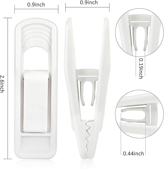 Tinfol 20pc Hanger Clips - White Strong Pinch Grip Clips for Use with Slim-line Clothes Velvet Hangers, Multi-Purpose Finger Clip for Home