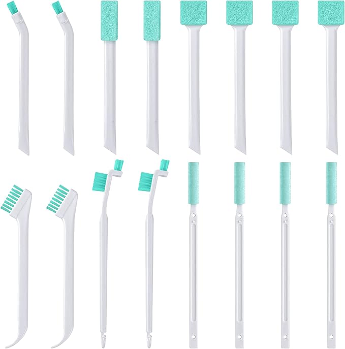 Small Cleaning Brushes for Small Spaces, Tiny Household Cleaning Supplies Tools, Mini Crevice Cleaning Brush Scrub Narrow Corner Nook Track Grooves Bathroom Kitchen Home Detailing, 16 Pcs