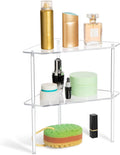 Jetec 2 Tier Corner Bathroom Organizer Countertop Shelf Acrylic Bathroom Table Organizer Vanity Tray Sink Stackable Clear Shower Corner Vanity Shelf for Kitchen Toilet Makeup Storage