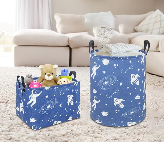 Rectangular Storage Basket,Collapsible Gift Basket with Handles,Kids Toys/Books Box,Room Decor(Universe)
