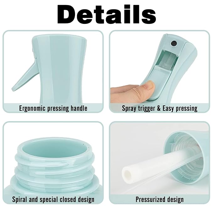 Spray Bottle for Hair (10.15OZ /300ML) Continuous Ultra Fine Mist Sprayer for Hair, Salons, Barber, Plants, Skin Care, 1 Plack Blue