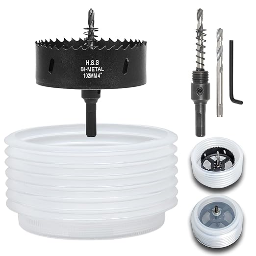 4 Hole Saw for Recessed Lights, 4 Inch Hole Cutter with Dust Bowl Catcher for Led Recessed Lighting 4 Inch and Wood Metal Drywall, Bi-Metal Construction, Black