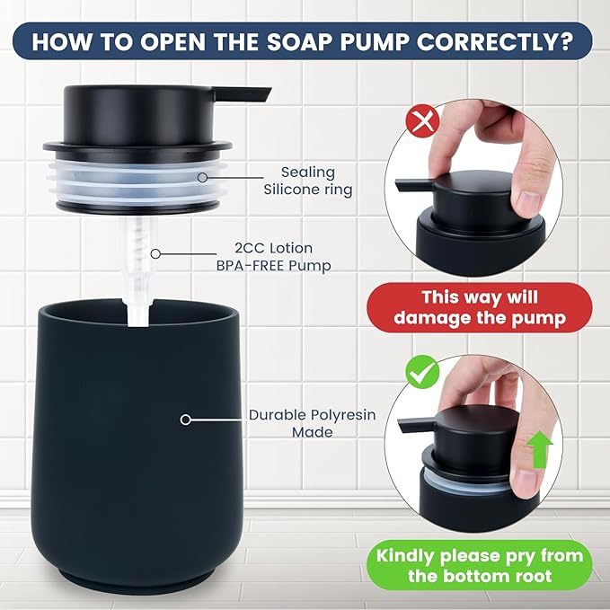 Black Bathroom Accessories Set - 4 Pcs Bathroom Accessory Sets with Toothbrush Holder,Lotion Soap Dispenser,Qtip Holder Dispensr & Vanity Tray,Bathroom Countertop Vanity Oganizer - Matte Black