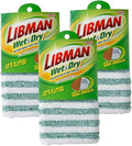 Libman Wet & Dry Microfiber Mop Refills | Dust Mop for Hardwood Floors | Wall Mop | Mops for Floor Cleaning | 3 Total Microfiber Mop Pads Included
