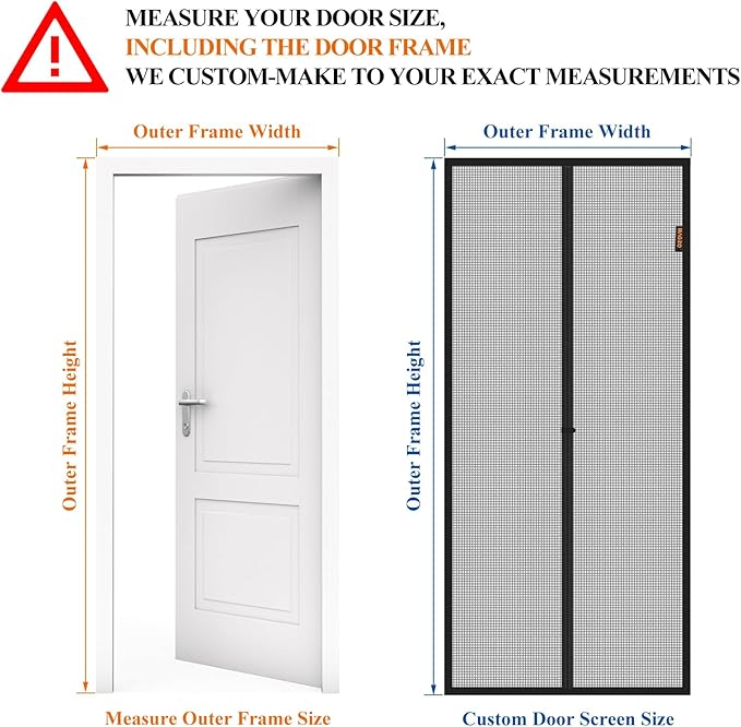 MAGZO Customized Magnetic Screen Door, Reinforced Polyester Scratch-Proof, Keep Annoying Creatures Out, Easy Install with Strong-Adhesive Hook&Loop, Enjoy Beauty Sunshine and Let Fresh Air Flow
