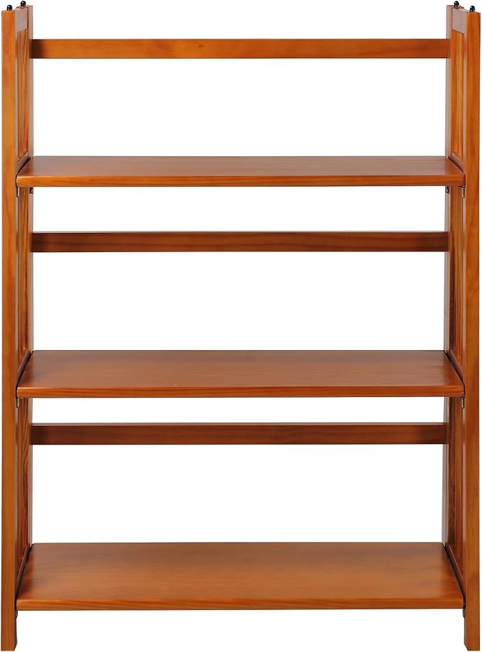 Casual Home 3-Shelf Folding Stackable Bookcase (27.5" Wide)-Honey Oak