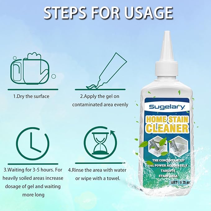 Sugelary Home Stain Cleaner, 5 fl oz Mold Stain Cleaner Gel for Washing Machine, Home Stain Cleaning Gel for Fridge, Tile, Grout, Sink and Bathroom Use