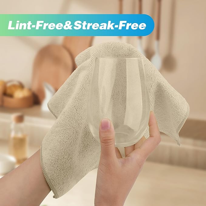 HOMEXCEL Brown Microfiber Cleaning Cloth, 24 Pack Absorbent Cleaning Rags, Lint-Free, Streak-Free Cleaning Towels for Car Kitchen House, 12"X11"