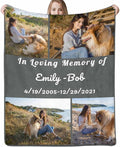 D-Story Pet Dog Memorial Blanket Customized in Loving Memory of Loss Dog Custom Throw Blanket with Dogs Pictures and Name Personalized Pet Memorials Gifts